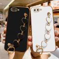 LECOMES for OPPO A3s Back Cover with Love Heart Bracelet Luxury 6D Plating Frame Shiny Bling Camera Lens Protection Soft Silicone Phone Case Pouch for Girls Boys. 