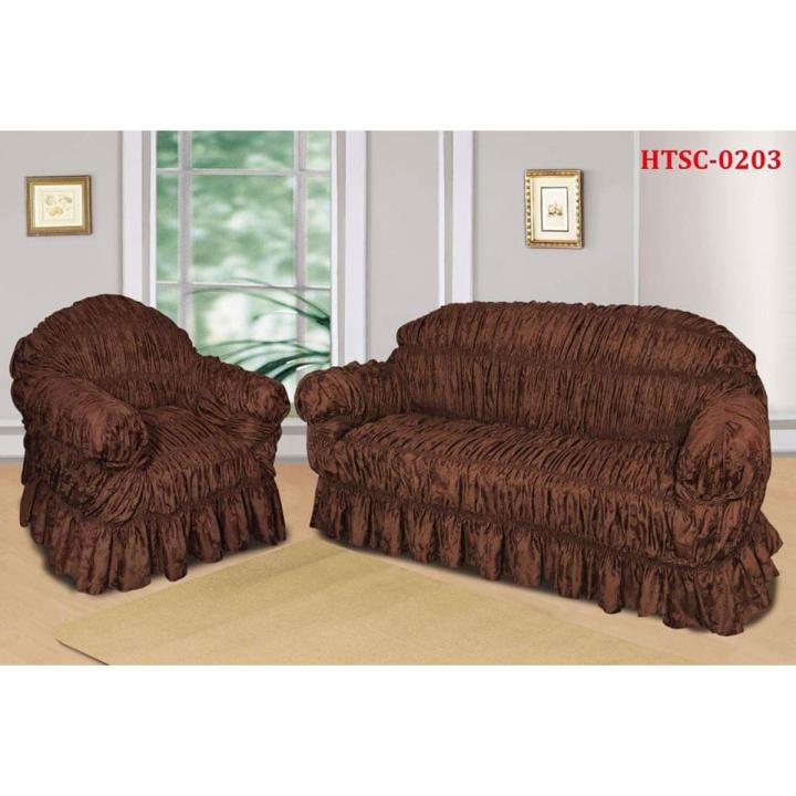 Stretchable Sofa Covers for 6 seater (3+2+1), jersey fabric , Elastic Sofa Cover , Free Size , Fit to all Sofa , (Standard Size ), Dark Brown Colour