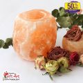 Gift Art- Natural Himalayan Pink Salt Candle Holders for Home Decoration, Night Light, Pink Salt Lamp, Asthma and Allergy Patients to Clean Room Atmosphere - SLC. 