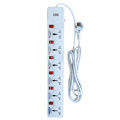 Extension Lead Fuse Protection with 3 Meters Heavy Duty Copper Cable, 6 Power Sockets Extension Board with Wire - Clopal. 