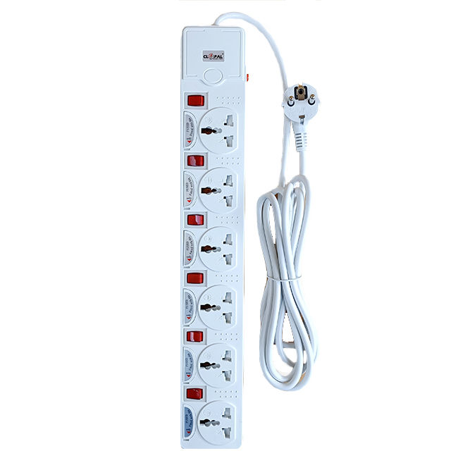 Extension Lead Fuse Protection with 3 Meters Heavy Duty Copper Cable, 6 Power Sockets Extension Board with Wire - Clopal
