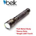 Single White LED HEAVY DUTY TORCH Powerful LED Flashlight Lamp (2 x C TYPE BATTERIES INCLUDED). 