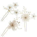 Hand-made silk flower pearl hair accessories hair clip Crystal bride style head with hair clip women's 3 pieces outfit. 