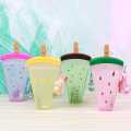 320ml Plastic Water Bottles Cute Watermelon Ice Cream Water Bottle With Straw Bottle Anti-fall Portable Popsicle Ice Pop Cup Kid. 