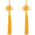 100 Pcs Handmade Yellow Chinese Knots Soft Tassels Holiday Gift for Spring Festival, Special Gift. 