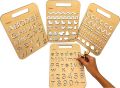 Montessori Wooden Stencil Boards (Set of 4) | Tracing Kit for Alphabet Letters, Shapes, Numbers, Patterns, Lines, Zig-Zags, Waves, Spirals and Shapes. 