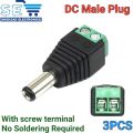 DC Power Connector Jack Female Male Plug Socket with Screw Terminal. 