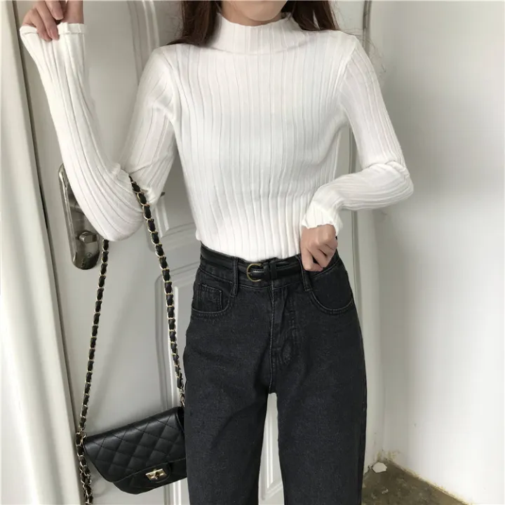 Yfashion%20Women%20Winter%20Knitted%20Sweater%20Solid%20%20Half%20Turtleneck%20Thickening%20Tops%20Loose%20Pullover%20Sweater%20-%20Image%202