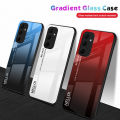 Quiberk for Samsung Galaxy A55 5G Tempered Glass Hard Case Gradient Color Back + Soft Frame Shockproof Phone Cover. 