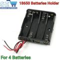 4 Cell 18650 Lithium ion Battery Case Holder Container With Wires. 