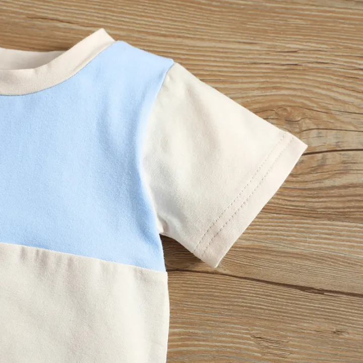 Baby%20Boys%20Summer%20Outfits%20Contrast%20Color%20Short%20Sleeve%20Crew%20Neck%20T-shirt%20Tops%20and%20Elastic%20Casual%20Shorts%20Set%20-%20Image%205