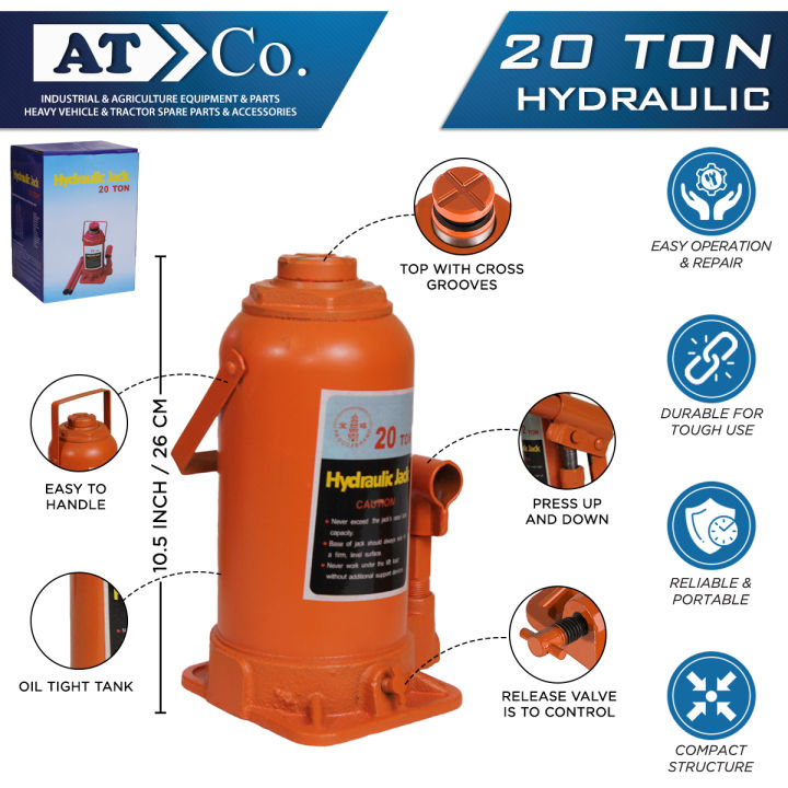 Car Hydraulic Jack With Manual Handle Heavy Duty 20 Ton, Adjustable Vertical Hydraulic Bottle Jack, Autogear Heavy-duty Lifting Hydraulic Bottle Jack For Automobiles