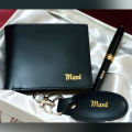 High Quality Customize Wallet, Keychain And Pen Name Engrave For Men With Gift Box Packing. 