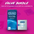Durex Pack of 2 + Durex Extra Safe 12s Condoms + Durex Invisible Extra Thin 3's Condoms. 