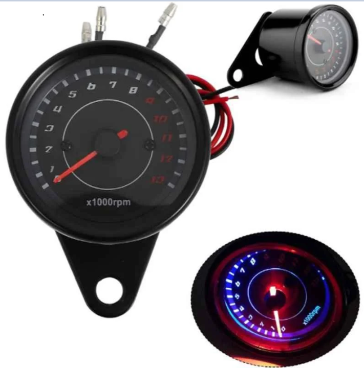 Motorcycle Rpm Machine Universal Motorcycle RPM Meter Cafe Racer Black / Bike RPM Meter LED ...