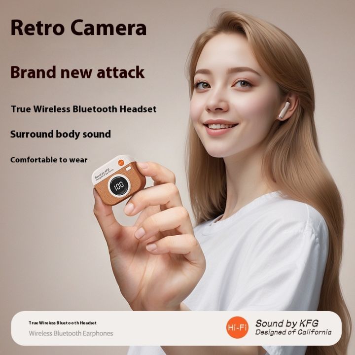 New Q86 Retro Camera Wireless Bluetooth Headset Half In-Ear Super Long Life On The Spot