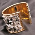 Fkewyy Luxury Designer Bracelet Women Ethnic Style Metal Jewelry Rhinestone Natural Stone Cuff Bracelets Party Birthday Gift. 