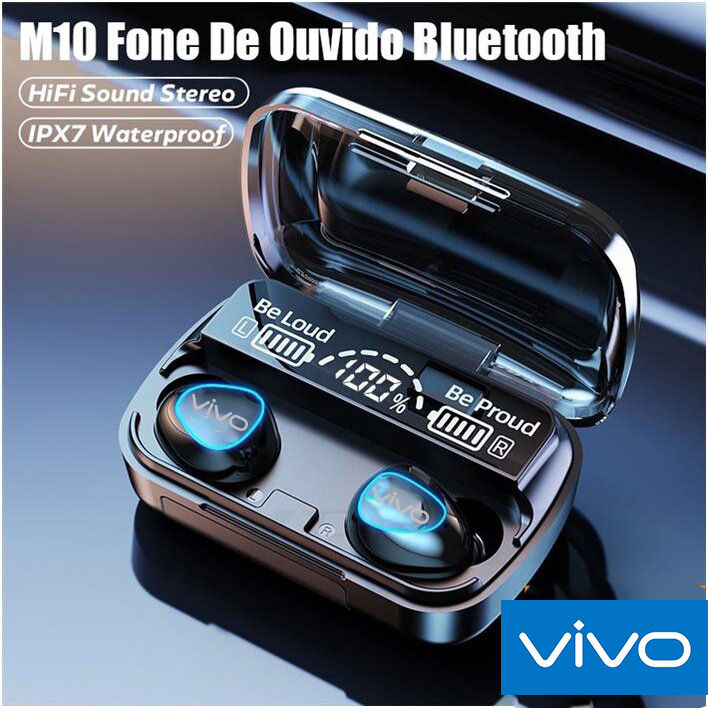 【Ready stock+FREE Shipping+COD】High Quality VIVO M10 LED Power Display Bluetooth Earphones Bluetooth Earphone For Xiaomi IPhone Samsung Phone