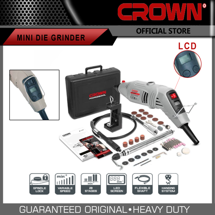 Crown Mini Drill Die Grinder 150W with LCD Screen - 44 pcs with Accessories