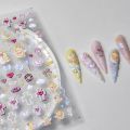 Cute Little Bear Angel Donuts Bowknot 5D Soft Embossed Reliefs Self Adhesive Nail Art Stickers Lovely Bunny 3D Manicure Decals. 