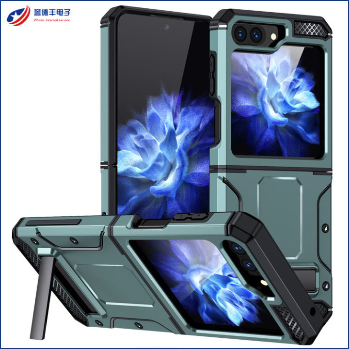 Applicable Samsung Z Filp5 Military Air Phone Case Metal Bracket Samsung Sergeant Drop-Resistant FOLP5 Protective Sleeve