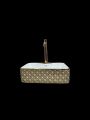 Alkhaleej Rose Gold Ceramic Square Shape Wash Basin | Tabletop Ceramic Bathroom Sink | Wash Basin For Bathroom ( 19"X15"X5". 