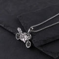 【PeacemPeace】 Vintage Stainless Steel Box Chain Necklace Cool Motorcycle Pendant Men's Long Sweater Chain Couple Accessories. 