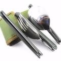 Multifunction Outdoor Tableware,3 in 1 Camping Folding Spoon Fork Knife Portable Cutlery Set with Pounch. 