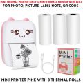 Mini Printer Pocket Inkless Mini Printer In Pink & Blue 1x To 20x Thermal Paper Roll ( With Roll & Without Roll ) - Thermal Portable Bluetooth Wireless Mini Printer For Kids - Office Receipt, Label Note, QR Code - Compatible With IOS & Android. 