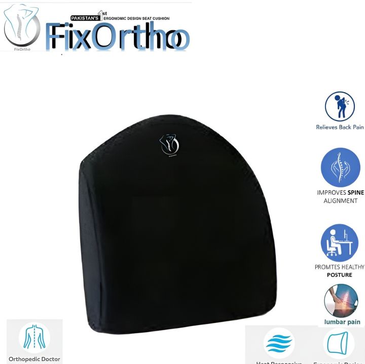 FixOrtho BackCare Foam Cushion For Office Chair & Car Seat with MASSAGE BUBBLES Support - Upper & Lower Lumbar Support