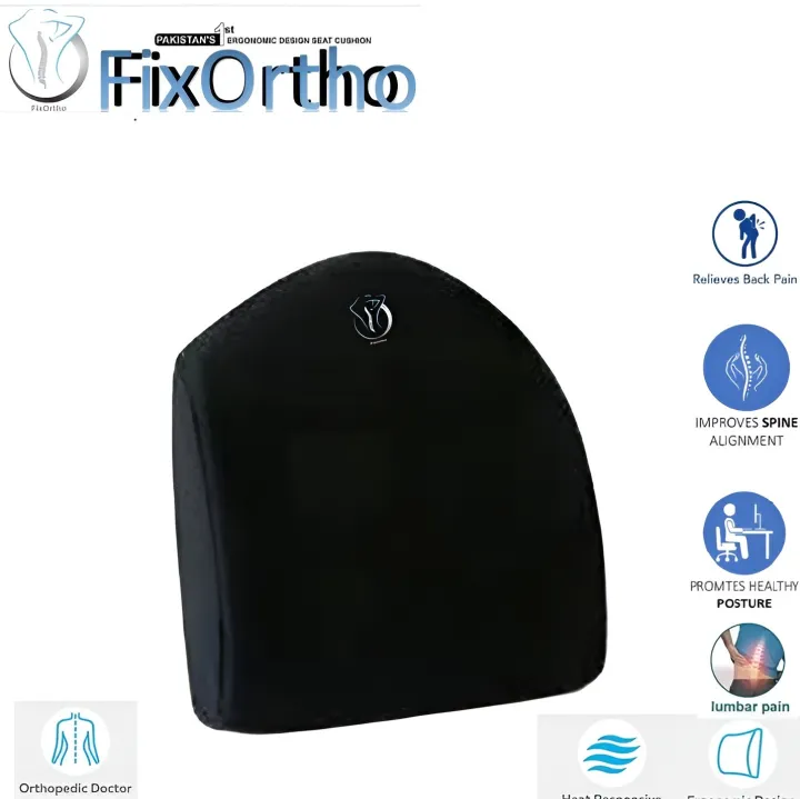 FixOrtho BackCare Foam Cushion For Office Chair & Car Seat with MASSAGE BUBBLES Support - Upper & Lower Lumbar Support