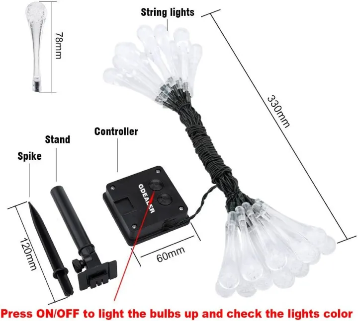 GDEALER%20Solar%20Outdoor%20String%20Lights%2020ft%2030%20LED%20Water%20Drop%20Solar%20String%20Fairy%20Waterproof%20Lights%20Christmas%20Lights%20Solar%20Powered%20String%20lights%20for%20Garden,%20Patio,%20Yard,%20Home,%20Christmas%20Tree,%20Parties%20-%20Image%202