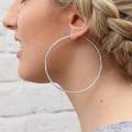 Silver Round Hoop Earrings For Girls Women Fashion Jewellery 70 mm. 