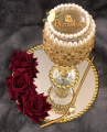 Luxury Handmade Personalised Gold Doodh Pilai Glass Set With Glass Tray and Straw | Golden Dhoodh Palai Glass | Wedding Glass. 