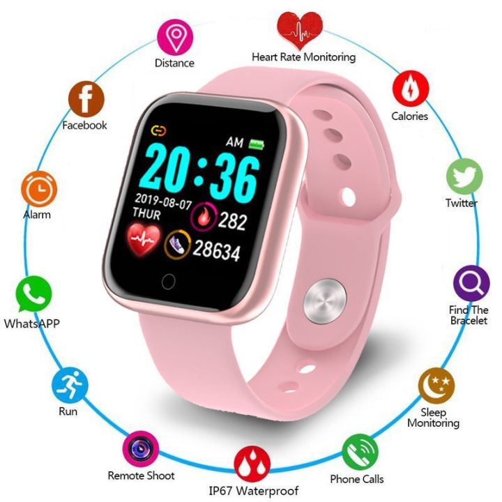 1.44 inch D20 Y68 Smart Watch Fitness Bracelet Band Tracker Heart Rate Monitor Pressure Bluetooth Smartwatch For IOS Android