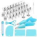 【shengxiong6525】IVYSHION 42pcsset Cake Supplies Tips Kits Baking Cupcake Icing Tips Bags Smoothers Flower Nails. 