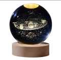 6cm 3D Crystal Ball Crystal Planet Night Light Laser Engraved Solar Globel. 