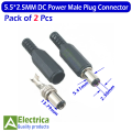 5.5x2.1mm DC Power Plug Connector 5.5x2.1mm 14mm DC Output plug 2Pcs By Electrica. 