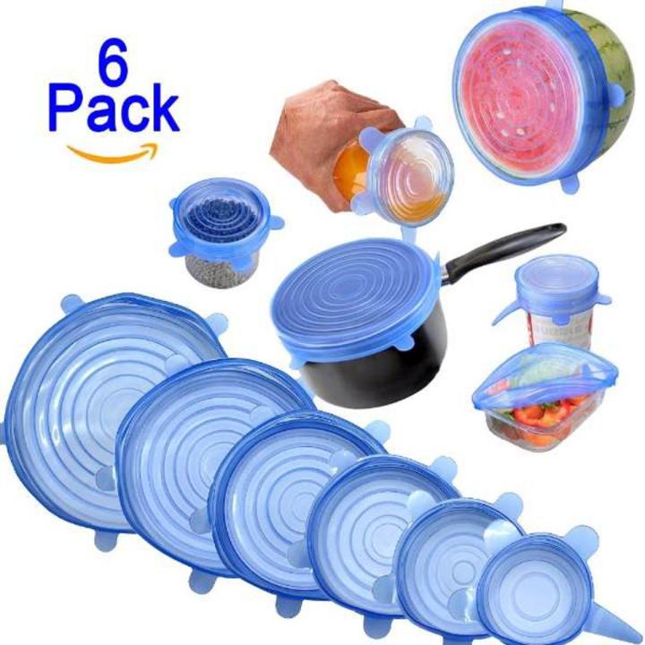 6Pcs Bowl Vegetable Fruits Lid Silicone Plastic Wrap Cover