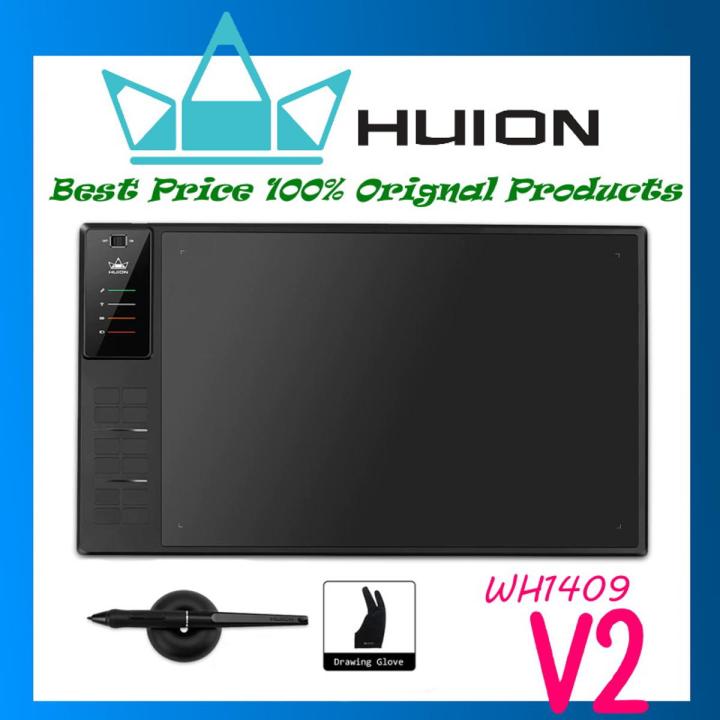 Huion Inspiroy WH1409 V2 Wireless Graphics Tablet Battery-free Pen with Tilt Function 8192 Levels of Pen Pressure, 12 Express Keys,  Ideal for Work from Home & Remote Learning