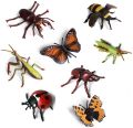 Odowalker 9 pcs Lifelike Assorted Plastic Insects Bugs Figures Realistic Sandbox Toy Butterfly, Bee, Ladybug, Grasshopper, Mantis,Uang,Stag Beetle. 