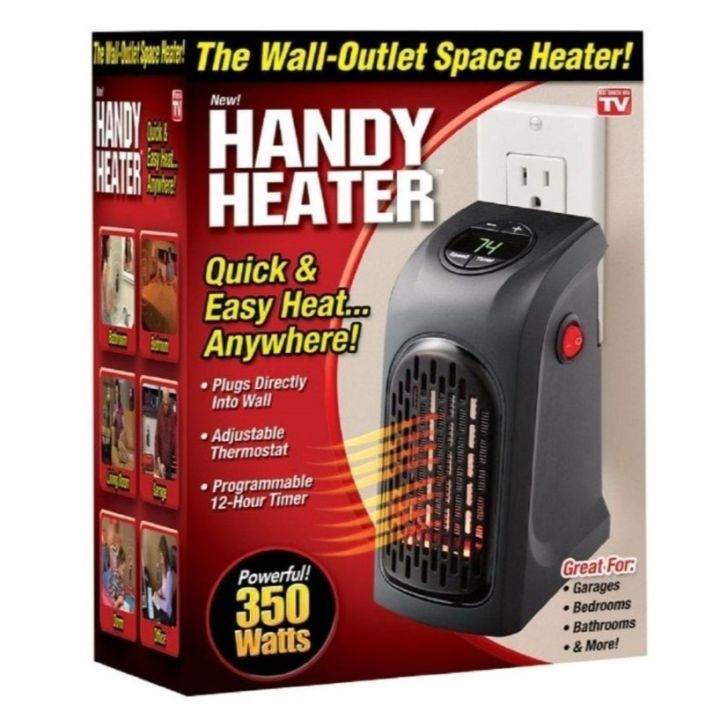 Portable Mini Handy Heater, 350 Watt Handy Compact Digital Electric Heater Fan Plug-In Wall