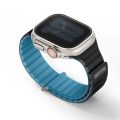 UNIQ Revix Evo Reversible Magnetic Apple Watch Strap for Series 1-8, & SE 49/45/44/42MM – Black / Blue. 