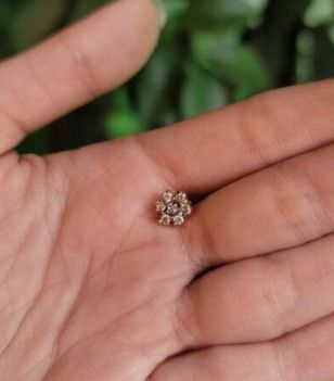 Ganga jamni Style Nose pin 100% Real Diamond Gold and Sliver 100