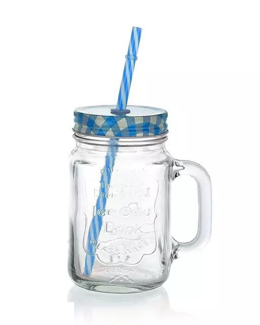 Mason Jar With Handle & Straw Jar - ( A-E )