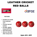 Quality Red leather ball for Professional Players - Thick Guage Leather Cricket Ball- Red Cricket Hard Ball. 