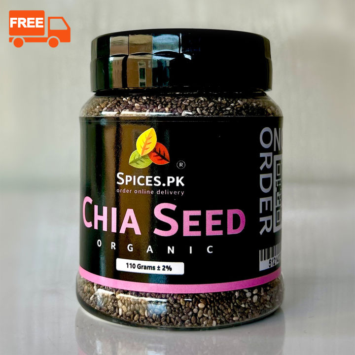 Organic Chia Seeds For Weight Loss 110gm / Fresh Chia Seeds Rich In Vitamins Omega & Calcium For Health_And_Beauty Brand Spices pk