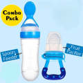 Pack of 2 Baby Silicone Squeeze Spoon Feeder (90ML Bottle) with Fruit Pacifier for Baby, Crawling Kids | SJR Collections. 