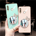 For Huawei Y9 Prime 2019 / Huawei Honor 9X Back Cover + Bowknot Makeup Mirror Fashion Shiny Plating Square Bumper Bling Girls Phone Case Soft TPU Silicone Shockproof Back Cover. 