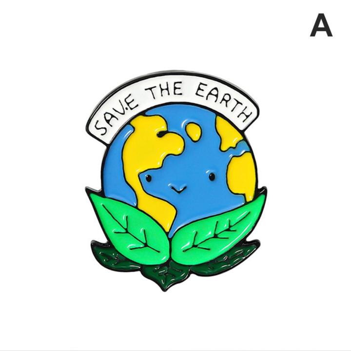 Save the Earth Enamel Protect Environment Brooches Bag Clothes Lapel Pin Badge